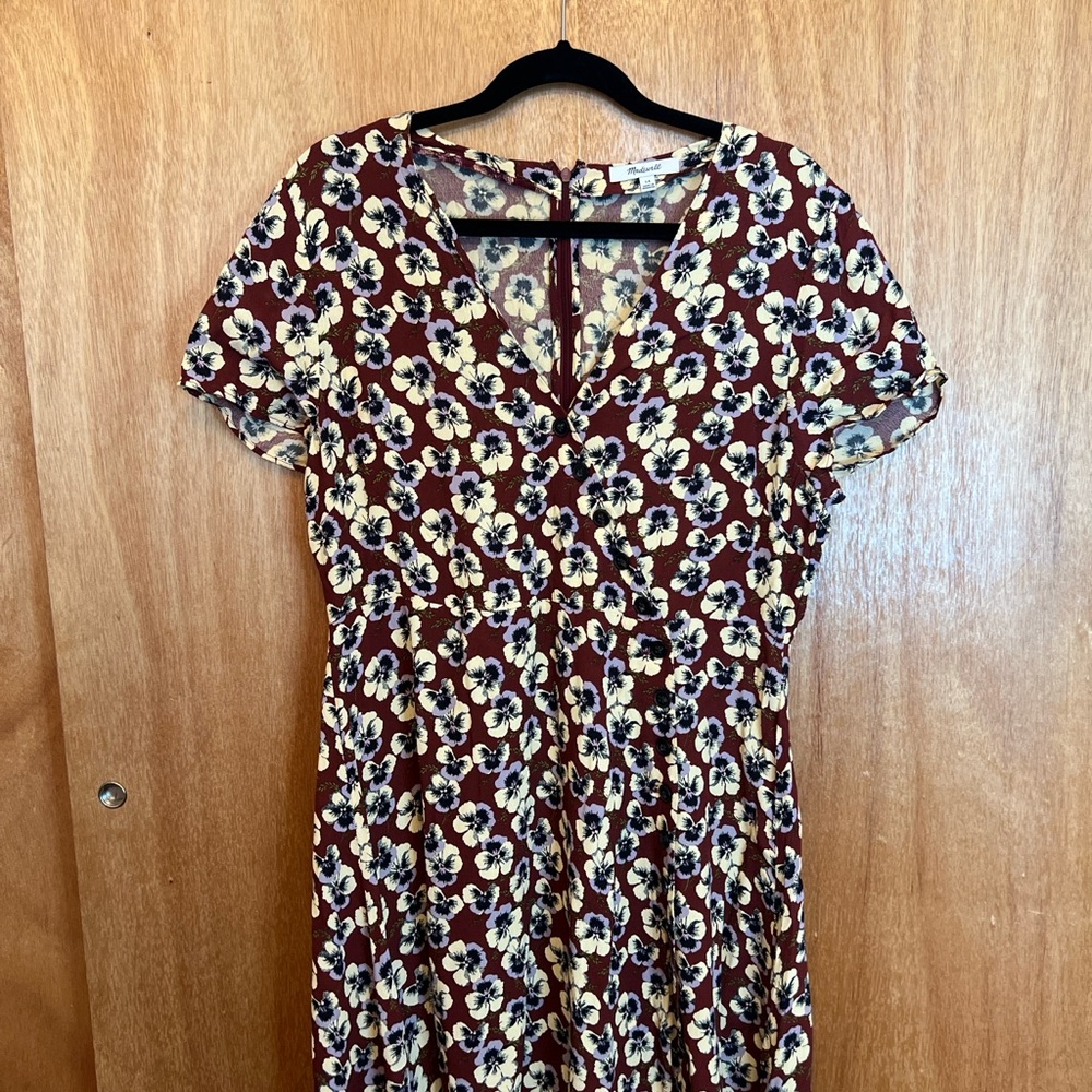 Madewell Burgundy Floral Print Women's Dress